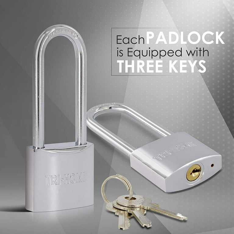 6 Pk Chrome Long Shackle Padlocks 1.5