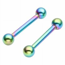 14G Stainless Steel 5mm Ball Nipple Tongue Ring 14mm Bar Body Piercing