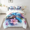 thumbnail image 2 of Feelyou 3D Sea Turtle Child Bedding Comforter Set 7pcs, Pink Cherry Blossoms Queen Bedding Sets, Modern Fashion Style Reversible Queen Sheet Sets, Super Cozy Room Decor, 2 of 7