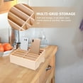 thumbnail image 2 of SHOWERORO Class Phone Storage Box Grid Wooden Desk Organizer Khaki Storage Classrooms 1Set, 2 of 8