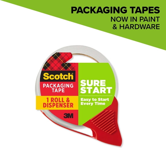 Scotch Sure Start Packaging Tape Dispenser, Clear 1.88 in. x 38.2 yd., 1 Total