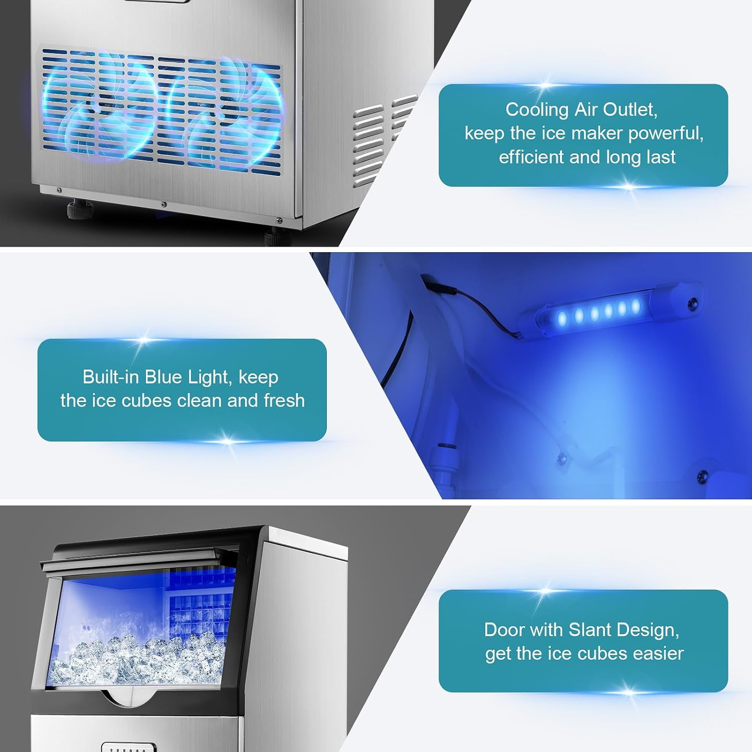 AMZGACHFKTCH 100lbs/24H Electric Ice Maker Machine with Self-Cleaning & Digital Display