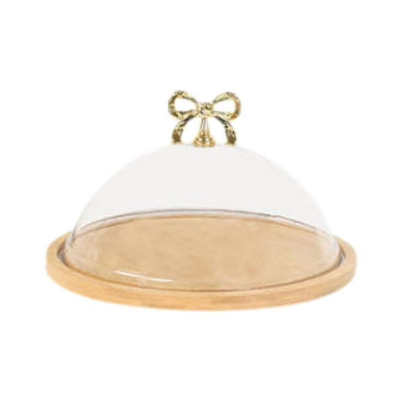 FashionCha Bamboo Cake Stand with Dome Bread Display for Desserts Cookies Festive Party M