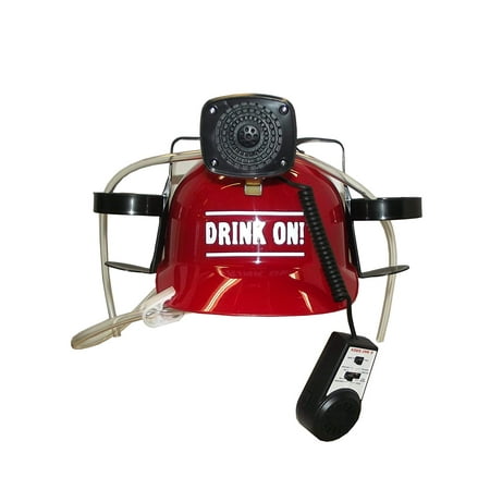 Beer, Cola, Soda Helmet Hard Hat Can Holder w/ Siren and Novelty Decal Sticker (Red, 