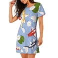 thumbnail image 2 of Sikiie Colorful Koi Fish Print Women's Short-sleeved Nightdress, Round Neck Pullover Nightdress Pajamas Summer Home Wear, 2 of 6