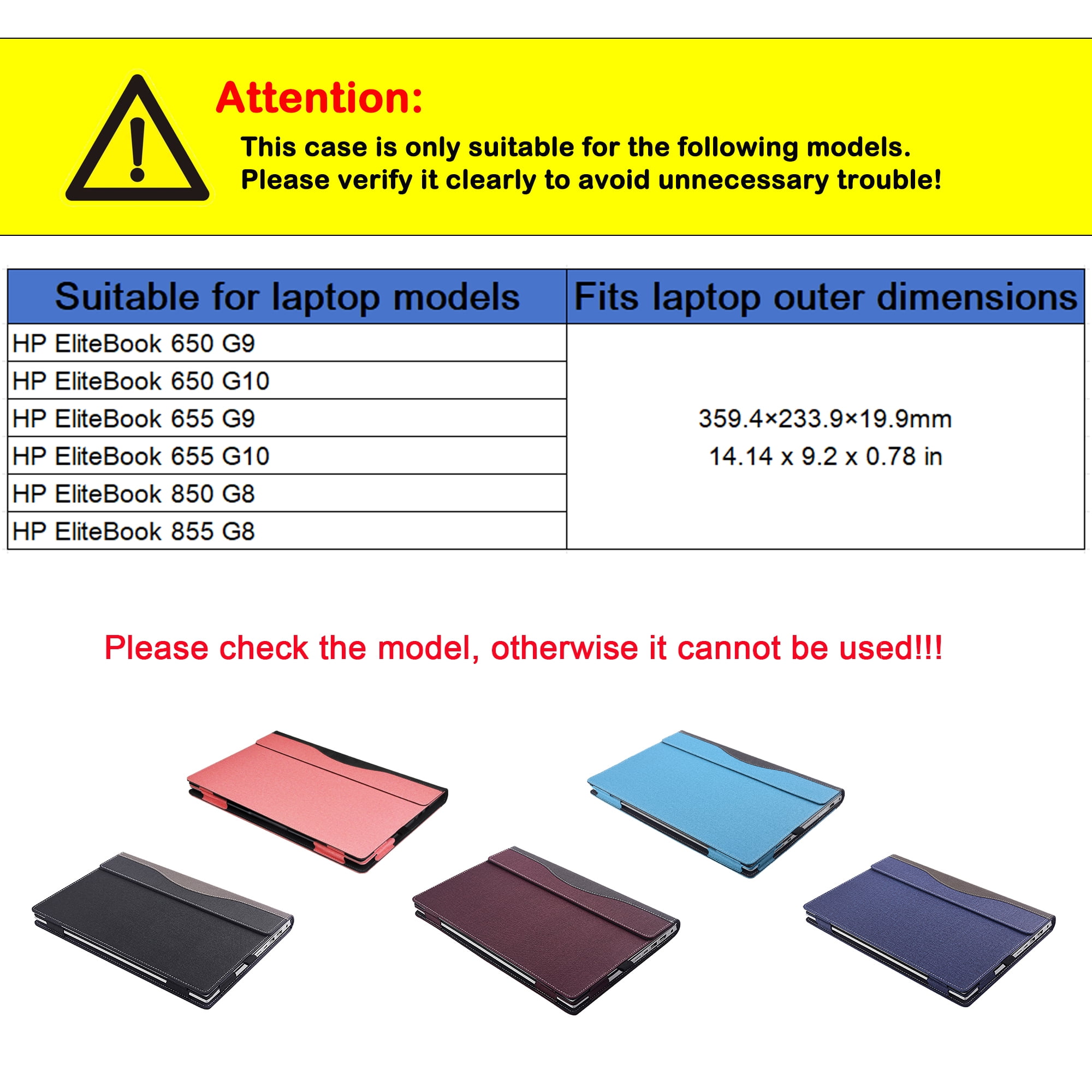 Laptop Cover Case for 15.6 inch HP EliteBook 650 G9 G10 & HP EliteBook 655 G9 G10 & HP EliteBook 850 G8 & HP EliteBook 855 G8,Detachable PU leather Protective Shell Sleeve Accessories Bag