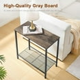 thumbnail image 6 of 2 Tier End Table, Sofa Side Table, Narrow Side Table with Storage, Slim Nightstand for Small Spaces, Metal Frame, for Living Room, Bedroom, Sofa Couch, Hall, Grey, 6 of 17