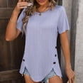thumbnail image 3 of Womens Fashion Casual Top Crew Neck T Shirts Summer Short Sleeve Casual Loose T Shirts Top Exercise Shirts Women Stripped Short Sleeve Shirt Women Workout Loose Tops Women Shirts for Women Long Sleeve, 3 of 4