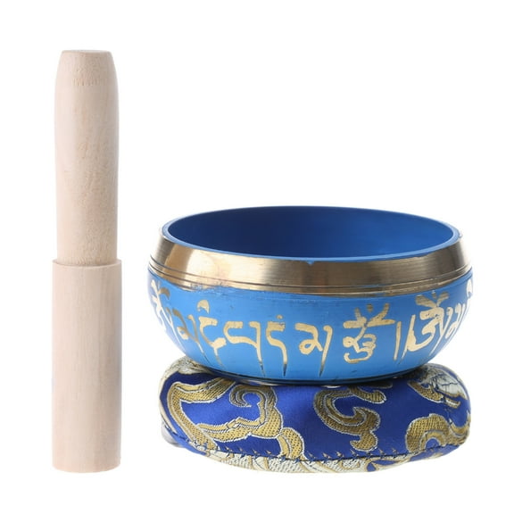 lanema Nepal Tibetan Blue Buddhist Bowl Mallet Set Meditation Singing Bowls Kit for Home Bedroom Temple Yoga Studio Decoration Relaxing