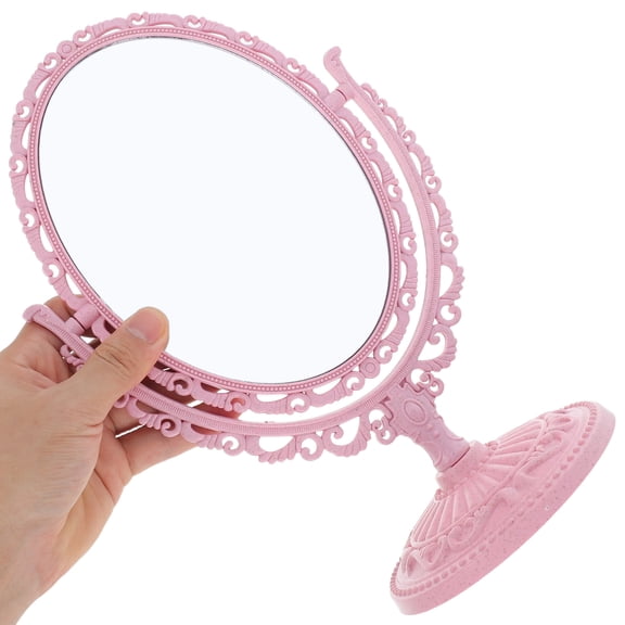 TABLZONE Dresser Mirror Portable Makeup Mirror Pink Straw 1Pack with Angle Adjustment for Daily Use