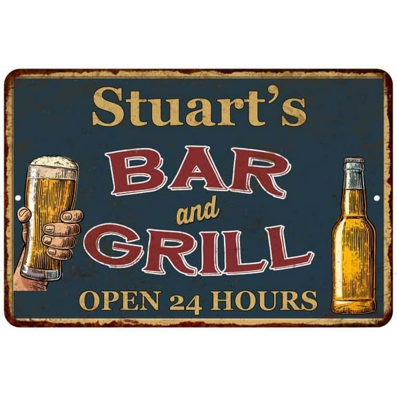 Stuart's Green Bar and Grill Metal Sign 8x12 Decor 208120044600