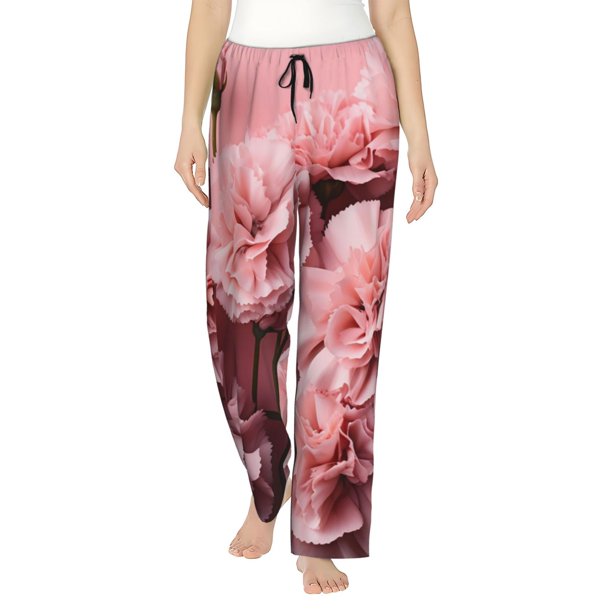 Fotbe Delicate Pink Carnations Pantalones de Pijama para Mujer, Pantalones de Dormir, Pantalones Pj con Cordón y Bolsillos-XX-Large