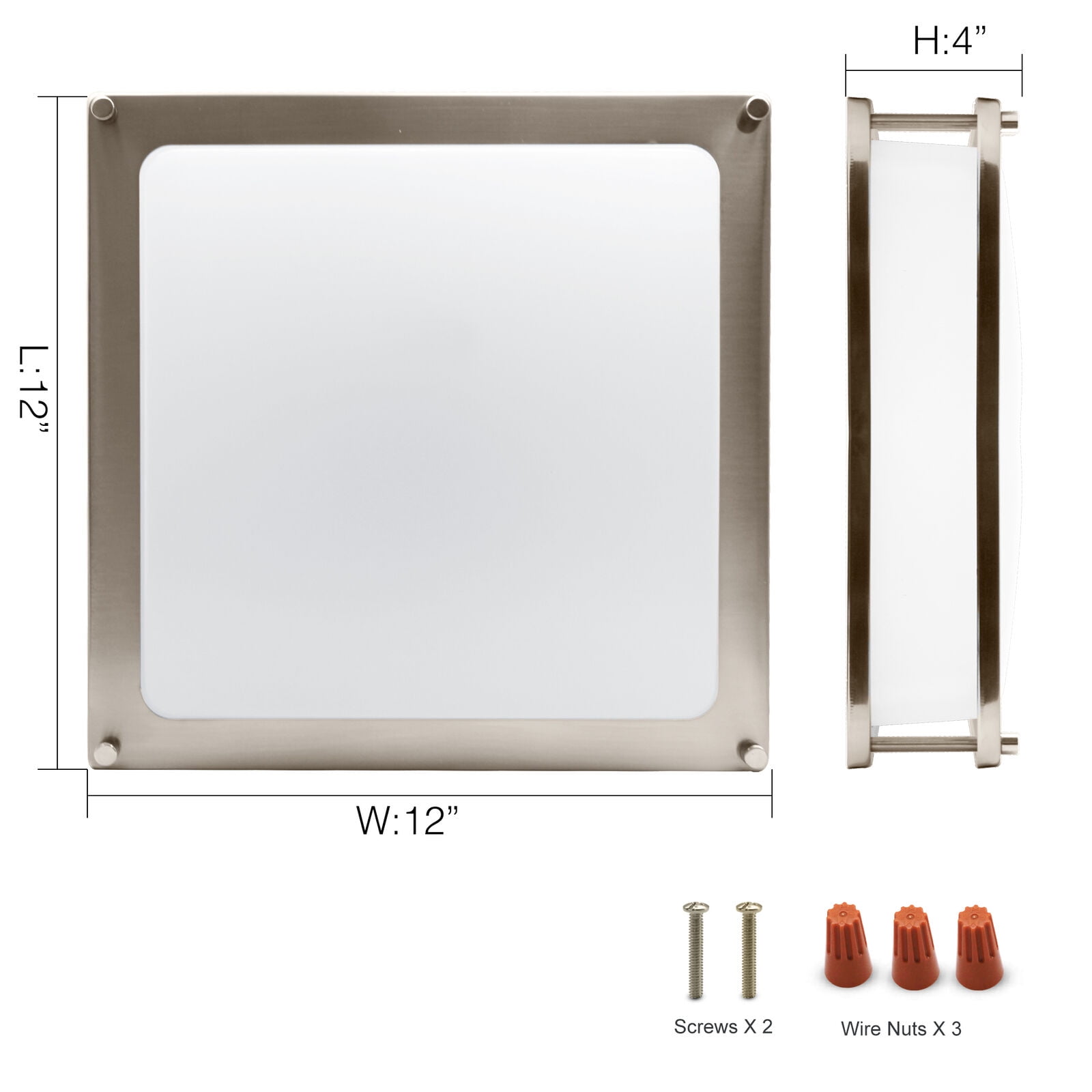 MingBright 12-Inch LED Ceiling Light Fixture, Brushed Nickel Ceiling Flush Mount Square Kitchen Light, Dimmable Damp Location Lamps for Bathroom, Kitchen, cETL Listed
