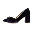 thumbnail image 2 of XYD Women Retro Circular Ring Velvet Pumps Block Mid Heels Pointy Close Toe Slip On Wedding Event Shoes Size 7 Purple, 2 of 4