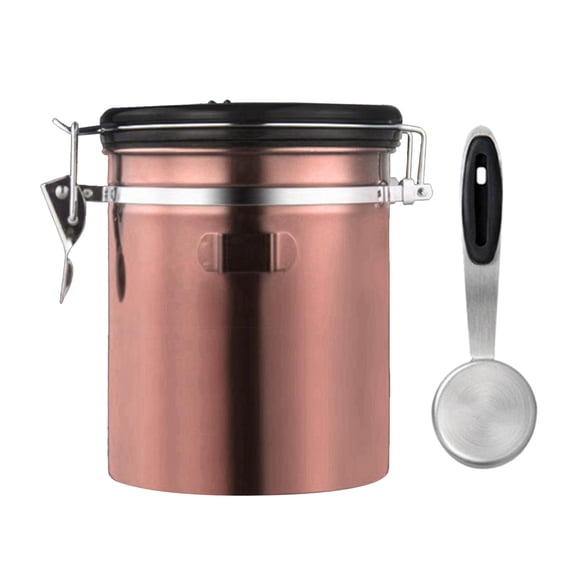 Recipiente hermético para café, contenedor de almacenamiento de alimentos secos para cocina, conserva el café. 1500 ml de oro rosa