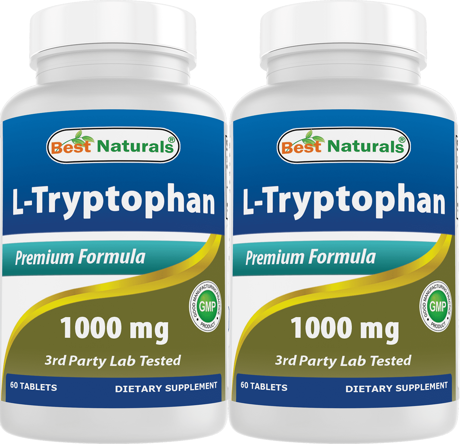 2 Pack Best Naturals LTryptophan 1000 mg 60 Tablets