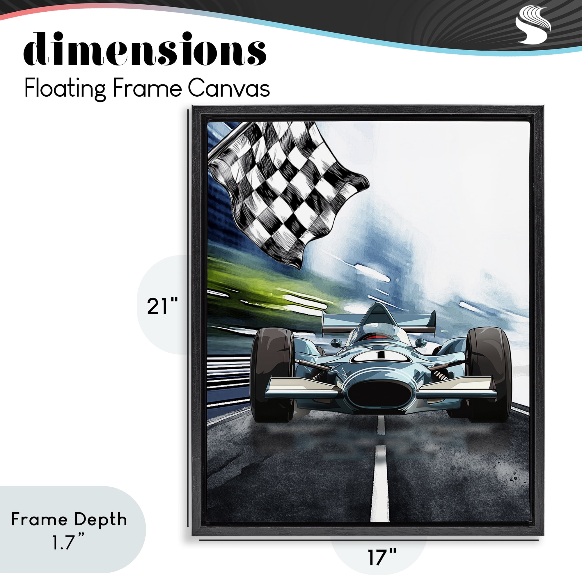 Stupell Industries Racecar Set Go Black Framed Floater Canvas Wall Art, design by Christine Simpson Art