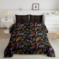 thumbnail image 2 of Feelyou Chid Cartoon Mushroom Full Size Comforter Sets, Jungle Leaf Plant Bedding Comforter Set, Vintage Fashion Style Reversible Bedding Sets, Luxury Bedroom Decor, 3 Pieces, 2 of 8