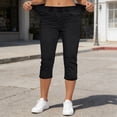 thumbnail image 5 of NinXxx Women's High Waist Stretchy Button Pocket Pull On Cropped Yoga Pants Black XXL, 5 of 6