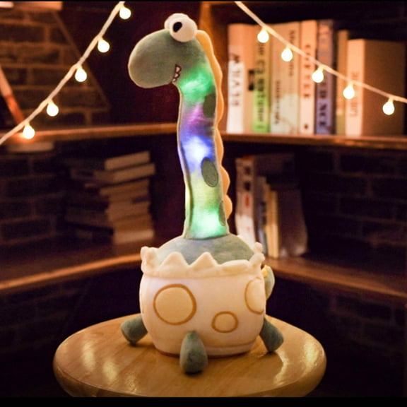 Happy Date 25cm Glowing Dancing Dinosaur Toy Repeats What You Say Talking Wriggle Singing Mimicking Twisting Light Up Interactive Animated Toy Speaking Plush Gift for Kids