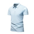 thumbnail image 4 of JTieacloth Collared T Shirt Men's Summer Lapel Short Sleeve Summer Thin Business Ice Silk Blue L, 4 of 4