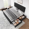 thumbnail image 1 of Eastvita IDEALHOUSE Linen Upholstered Platform Bed Frame with 4 Storage Drawers/Headboard/Wooden Slats Support//Button Tufted Design - No Box Spring Needed, 1 of 6