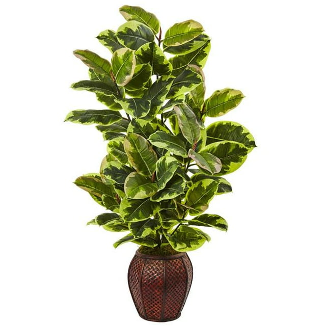 Nearly Natural 6909 Rubber Plant with Planter