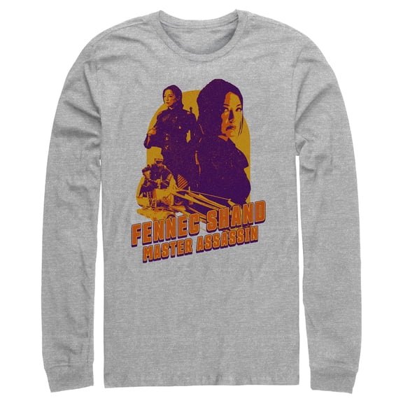Men's Star Wars: The Book of Boba Fett Fennec Shand Master Assassin Long Sleeve Shirt Athletic Heather Small