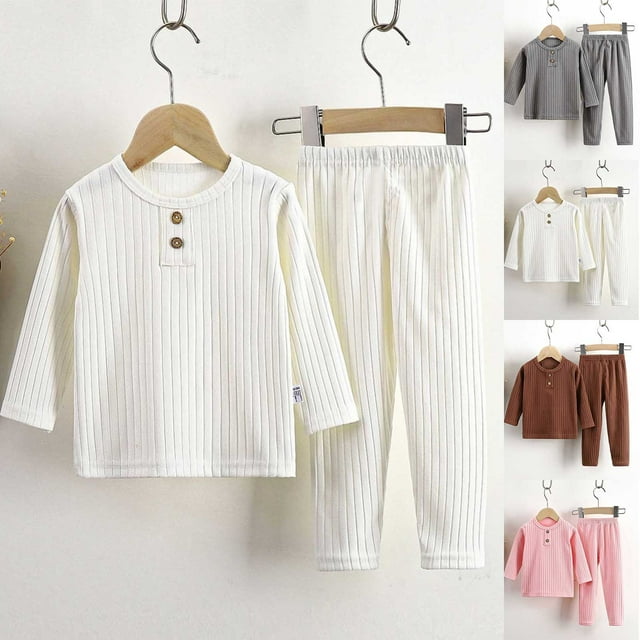 Wlynlyn Toddler Baby Girl Clothes Ribbed Long Sleeve Top High Waisted Pants Infant Spring Summer Outfits 3-4 Years