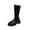 Black Knee High Platform Boots, variant on hopeusnice Women's Winter Boots Fuzzy Fleece Lined Warm Knee High Boots Chunky Heel Slip on Buckle Closure Boots Black 35
