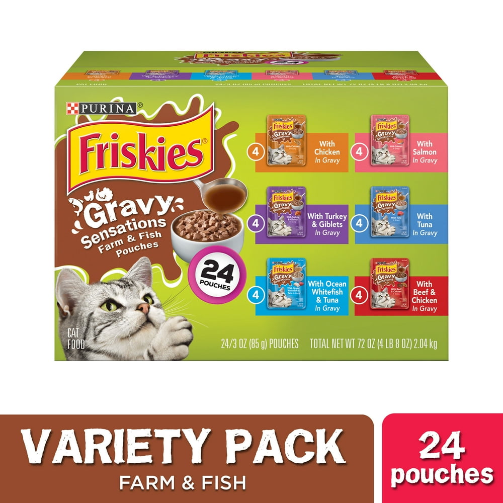 (24 Pack) Friskies Gravy Wet Cat Food Variety Pack, Gravy Sensations