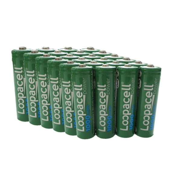 24 Loopacell AA Rechargeable NiCD Battery, 1.2V 1000mAh High Capacity AA Batteries for Solar Lights, Garden Lights