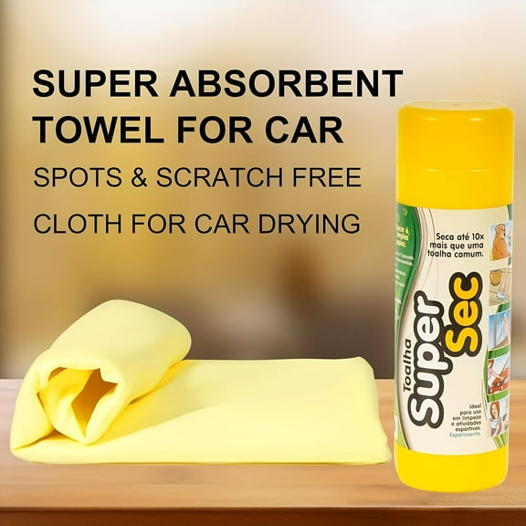 Premium Shammy Cloth for Car Drying - 1pk(26”x17”) - Super Absorbent Synthetic Chamois Towels for Car - Reusable Car Drying Shammy - Scratch-Free Car Drying Towel(Yellow)