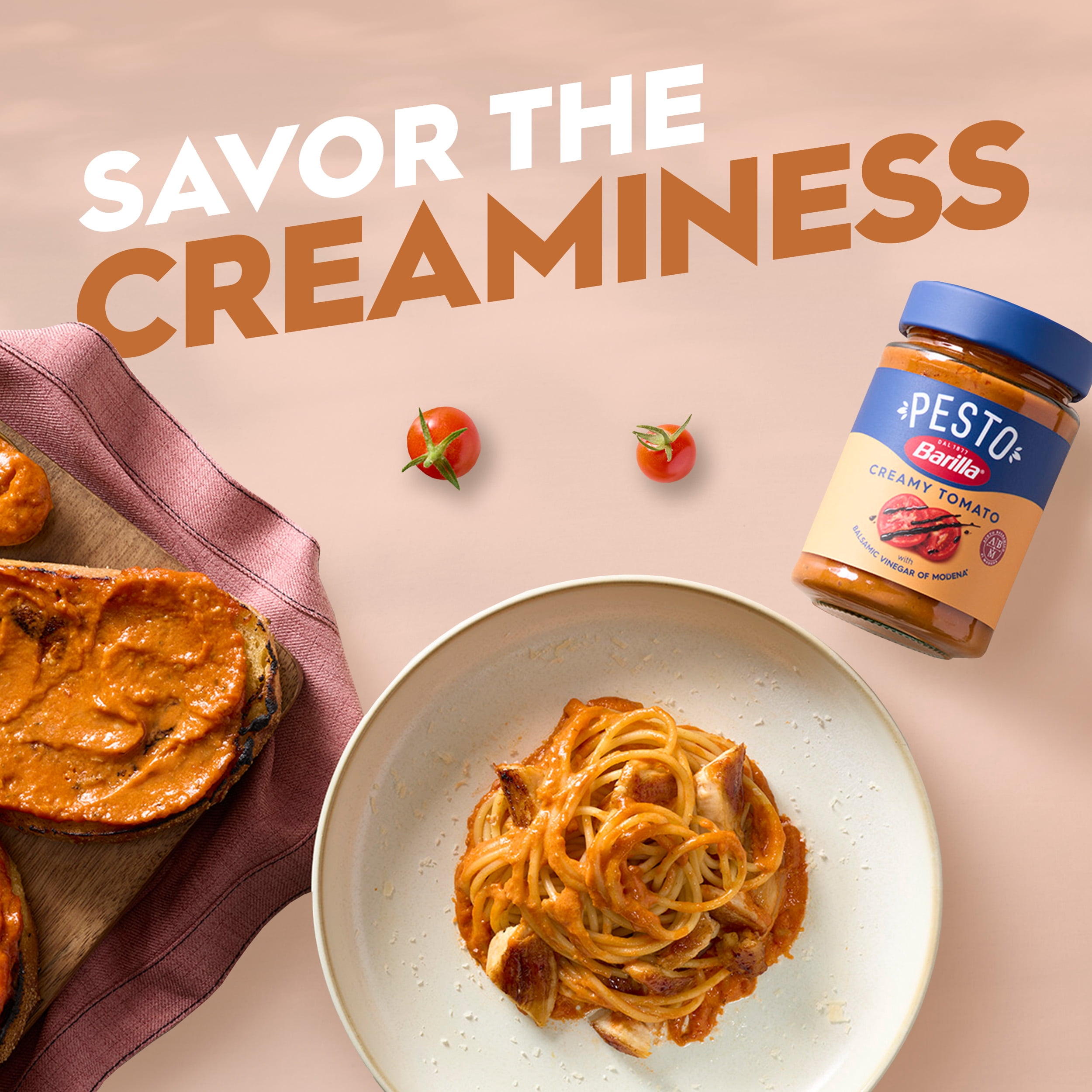 (3 pack) Barilla Creamy Tomato Pesto Pasta Sauce and Spread, 6.5oz