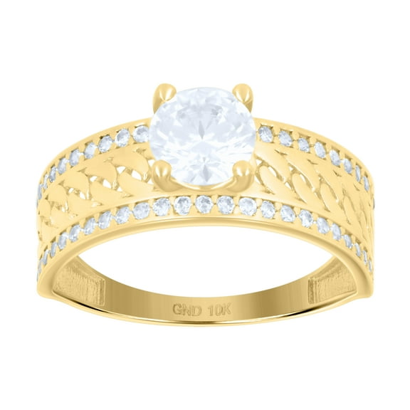 10kt 10k Yellow Gold Womens Cubic-Zirconia Bridal Engagement Ring