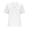 thumbnail image 4 of AherBiu Womens Plus Size Tunic Tops to Wear with Leggings Ruched Loose Summer Casual V Neck Ruffle Short Sleeve Shirts, 4 of 6