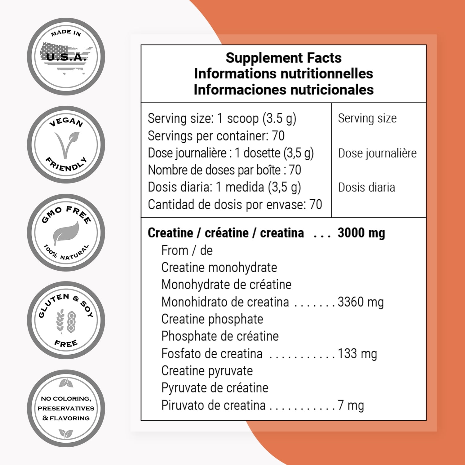 SuperSmart - 3-Creatine Powder (High Strength) - Creatine Complex - Sport Performance & Recovery | Non-GMO & Gluten Free - 250 g