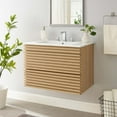 thumbnail image 2 of Wall Mount Sink Vanity Cabinet, White Oak, Wood, Mid Century Hotel Bedroom Bathroom, Modern Contemporary HB33709, 2 of 9