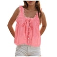 thumbnail image 4 of ZIXKCGDSE Tank Tops Womens Summer Tops Tie Front Lace Button Down Shirt Trendy Clothes Size M, 4 of 4