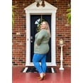 thumbnail image 3 of CASSIE LIZ Womens Plus Size Tops 2X Long Sleeve Shirts Fall Crew Neck Green Sweatshirts Fashion Knit Tee Loose Fit Tunics Winter Blouses Casual Oversized Pullovers with Pocket 2XL 18W 20W, 3 of 5