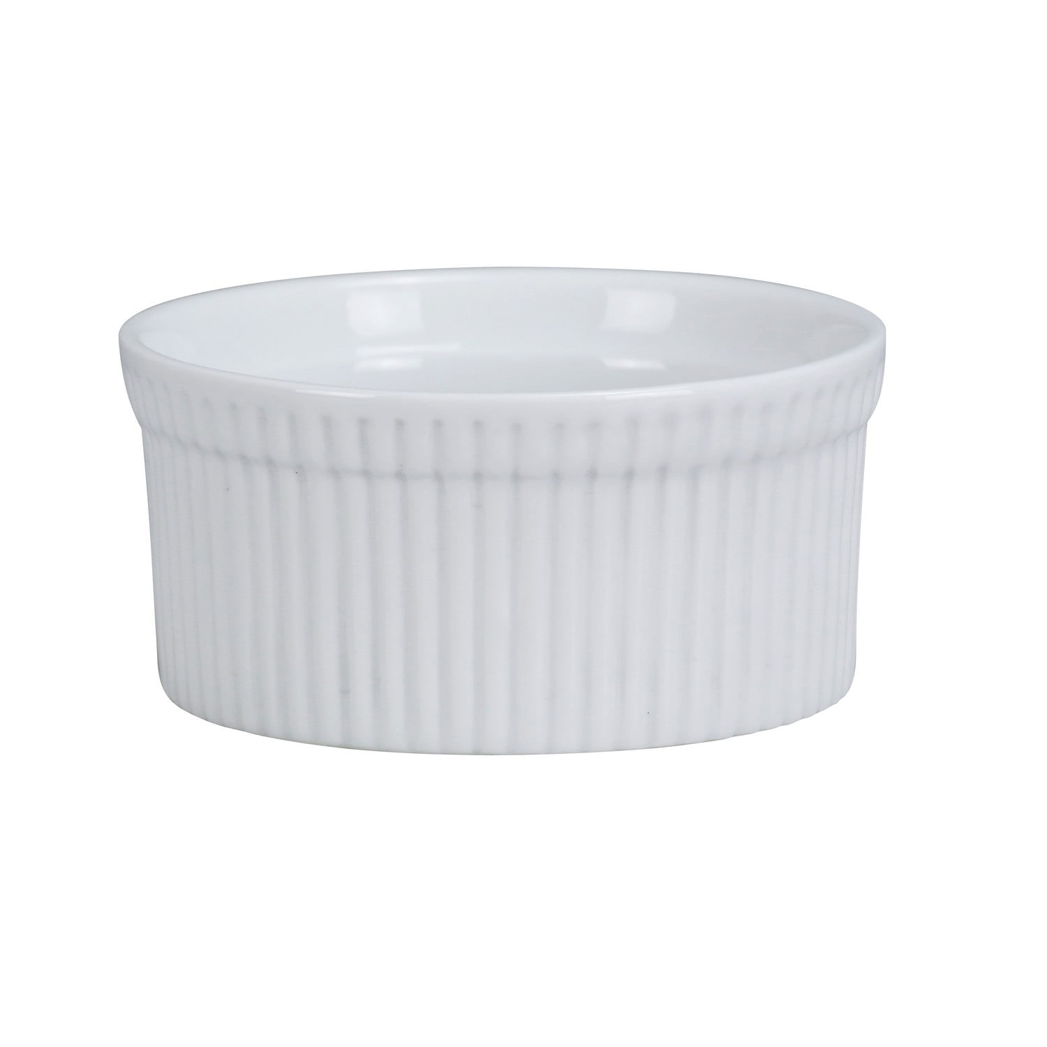 Ramekins, Round Fluted Ramekin, 8 Oz., 4 1/8"Dia. X 2"H, Porcelain