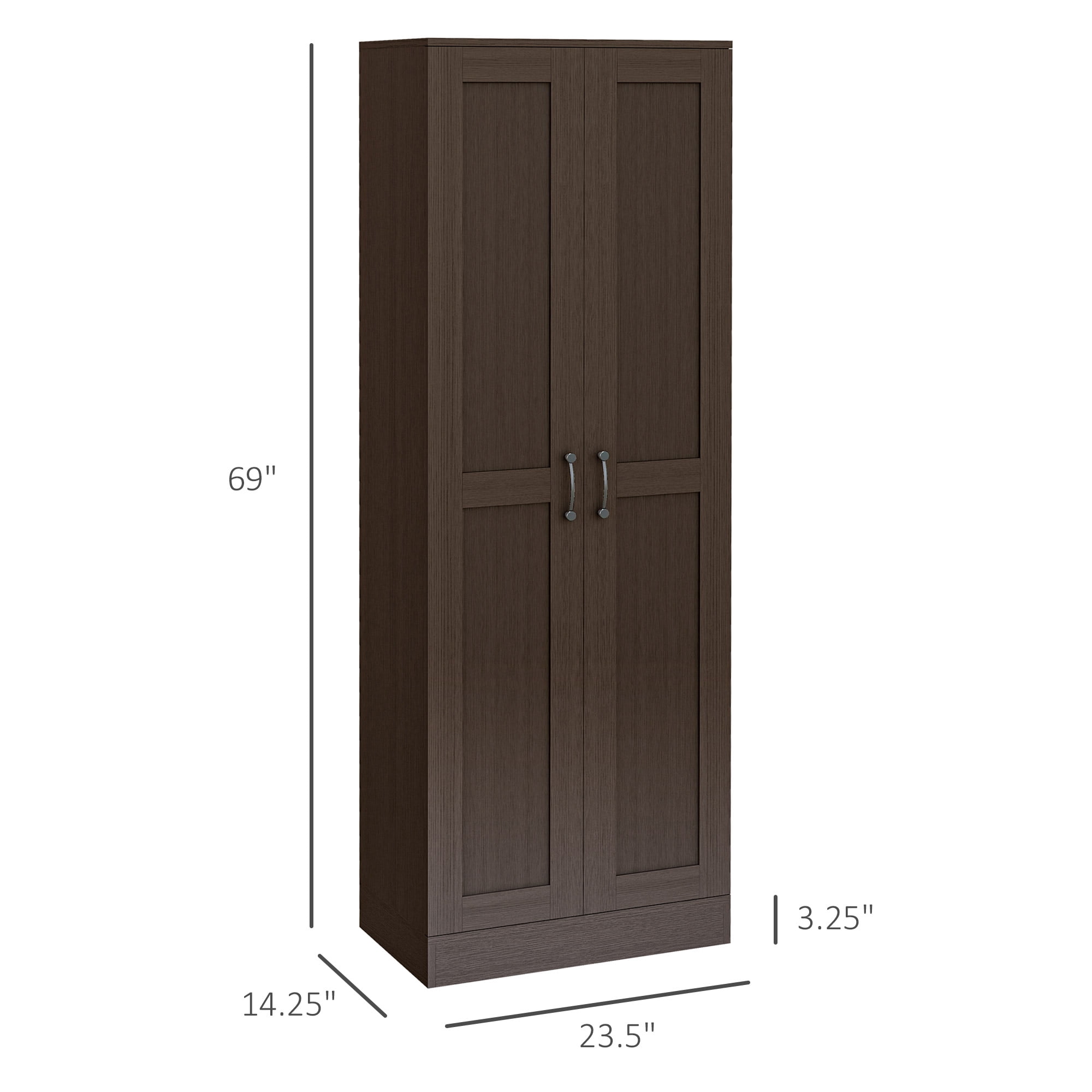 HOMCOM Storage Cabinet, Adjustable Shelves, Pantry Cupboard, Coffee