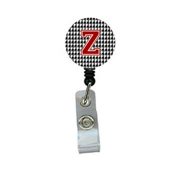 Carolines Treasures CJ1021-Z-BR Pied-de-Poule Noir Initial Z Monogramme Initiale Rétractable Porte-Badge Ou Id avec Clip
