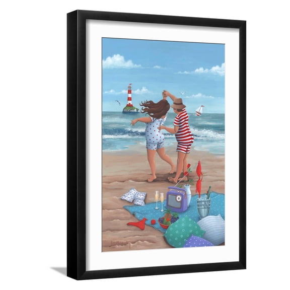 Art.com Beach Dance Art Print by Peter Adderley, Black Frame Wall Art, 17" x 23"