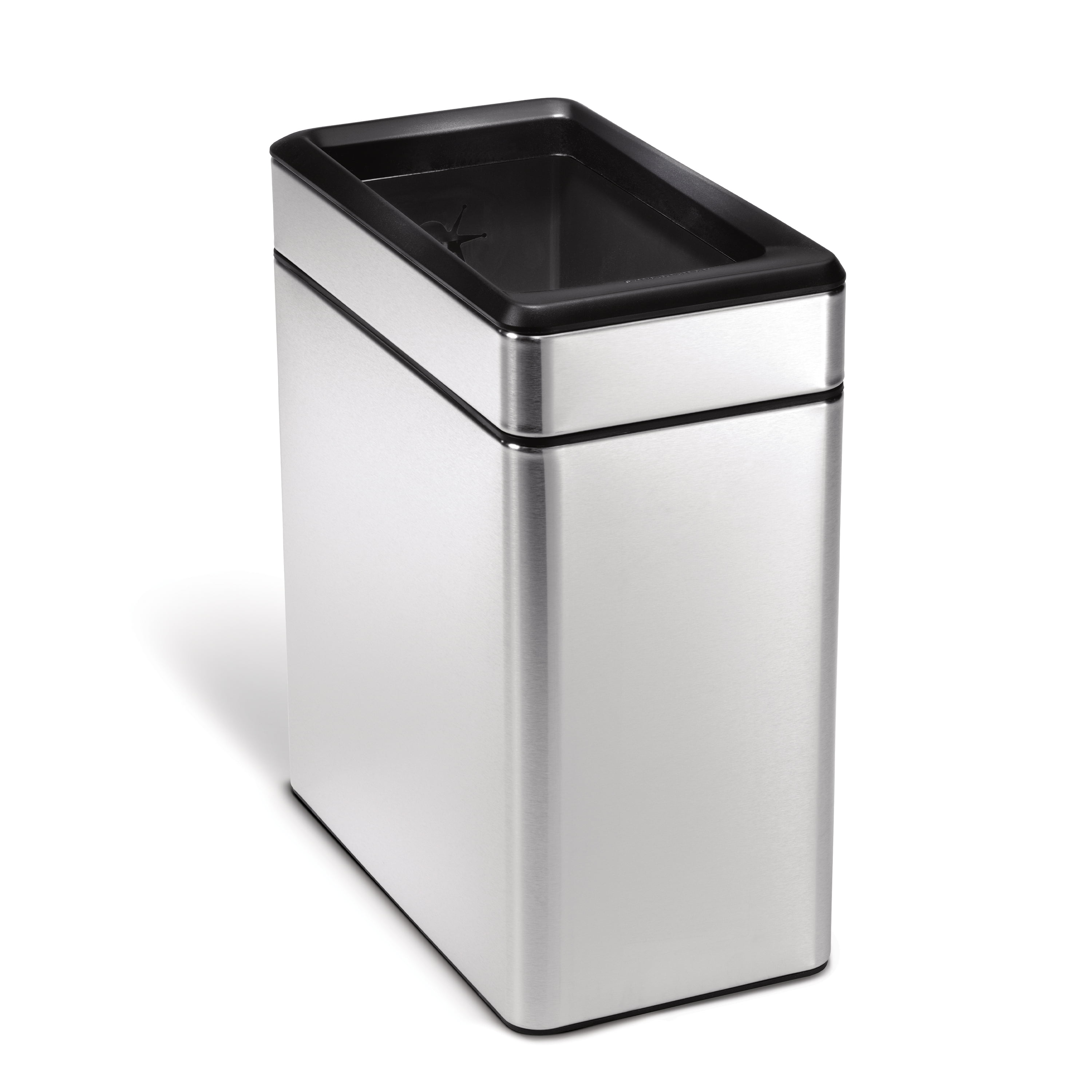 simplehuman 10 Liter / 2.6 Gallon Bathroom Profile Open Trash Can, Brushed