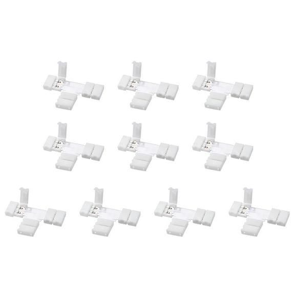 10mm 2P T-shape LED Strip Connector for Single Color 5050 Lights 10Pcs
