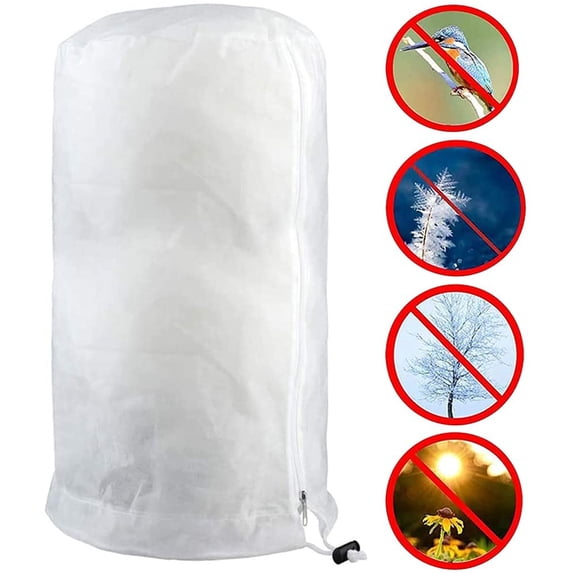 Beige 120×180Cm 1Pc Winter Protection For Plants Frost Protection Protective Cover Plant Bag For Pot Plants Reusable Winter Plant Protection Bag With Zip Drawstring Frost Protection Fleece