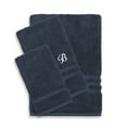 thumbnail image 5 of Authentic Hotel and Spa  Omni Turkish Cotton Terry 3-piece Navy Blue Bath Towel Set with White Script Monogrammed Initial I, 5 of 5