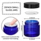 thumbnail image 2 of Frascos de vidrio KEYWING de 60 ml con tapas negras, paquete de 35 unidades, redondos azules, 2 of 6