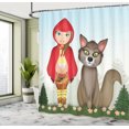thumbnail image 4 of Ambesonne Wolf Shower Curtain, Red Riding Hood in Forest Art, 69"Wx84"L, Dark Coral and Warm Taupe, 4 of 4